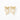 Gold bow-shaped earrings with clear gemstones on a light gray background